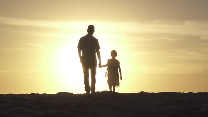 Father and Daughter Sunset Silhouette