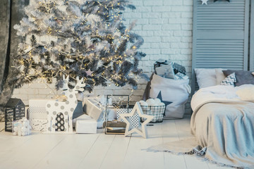 Interior bedroom Christmas time