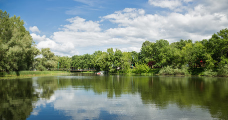 Landscape with lake in the park