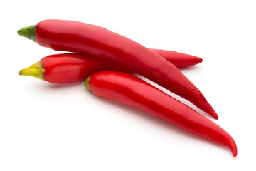 Red chilli pepper isolated on a white background.