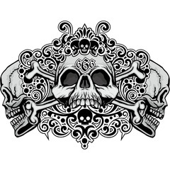 grunge skull coat of arms