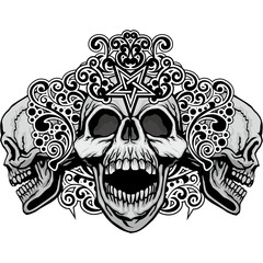 grunge skull coat of arms
