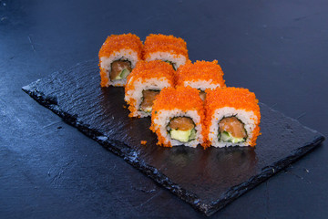 Sushi roll with. Japanese food. 14