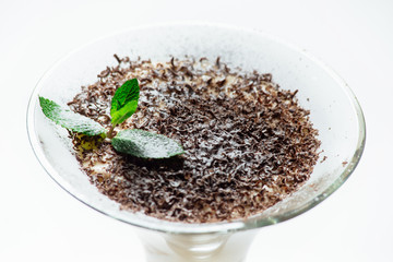 Tiramisu in a glass cup