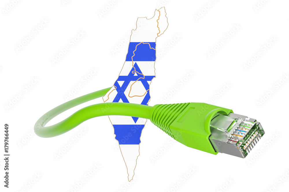 Aufkleber internet connection in israel concept. 3d rendering