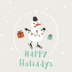 Happy holidays vector card.