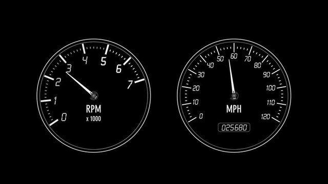 odometer, speedometer, tachometer, 2 different colors - HUD