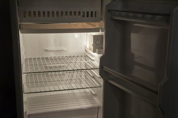 Empty refrigerator in the dark