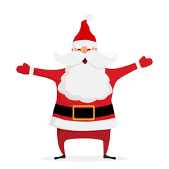 Funny Santa Claus for your Christmas design isolated on white background. Vector flat illustration.