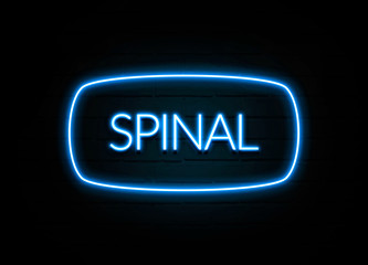 Spinal  - colorful Neon Sign on brickwall
