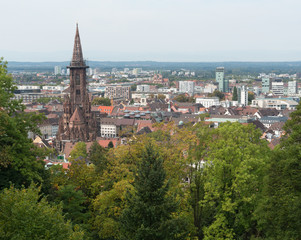 View to Freiburg im Breisgau from the slope of Schlossberg