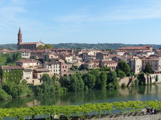 Fototapeta na wymiar Panorama dell'antica città di Albi sul fiume nel sud ovest della Francia.