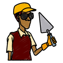 Obraz premium Painter worker with tool icon vector illustration graphic design