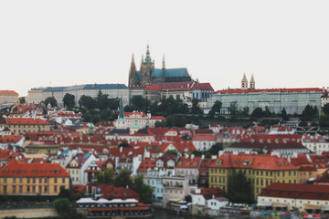 Obraz premium Panorama Of Prague, tilt shift effect