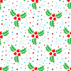 Christmas seamless pattern of christmas holly