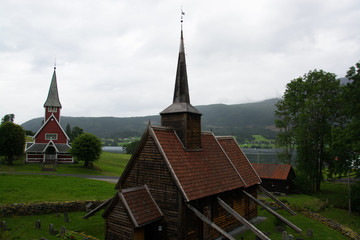 Fototapeta na wymiar Stabkirche Roedven, Moere Og Romsdal, Norwegen