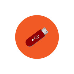 Pendrive USB round icon vector