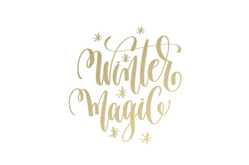 Naklejka na ściany i meble winter magic golden hand lettering winter holidays celebration q