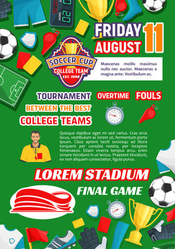 Vector poster for soccer college league game