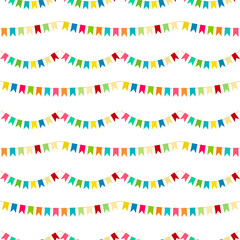 Vector carnaval seamless colorful pattern. Kids festive background with bright ribbons. Birthday, Party decor.
