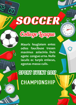 Vector poster for soccer college league cup game