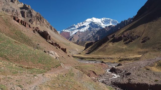 Aconcagua Mountain and Horcones River, Aconcagua Provincial Park, Central Andes, Mendoza Province, Argentina