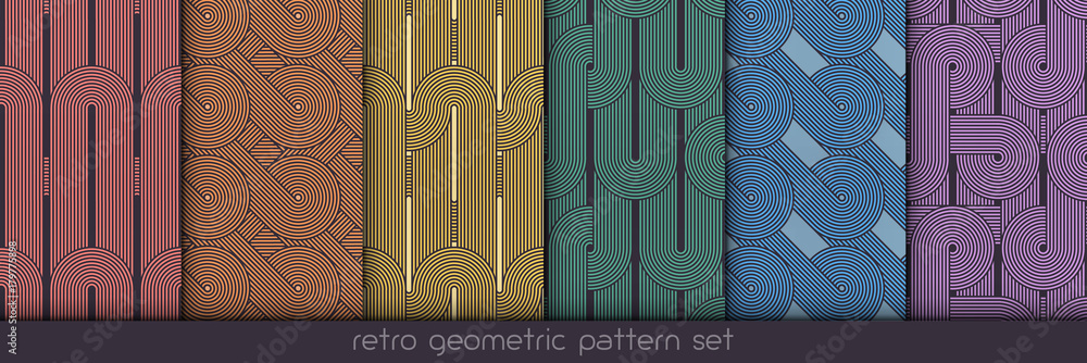 Poster seamless geometric pattern set. geometric simple prints. vector repeating textures. linear backgroun