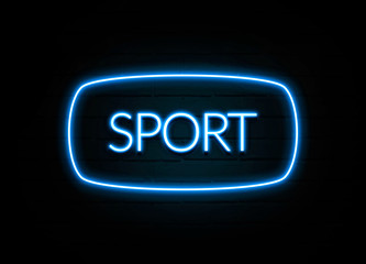 Sport  - colorful Neon Sign on brickwall