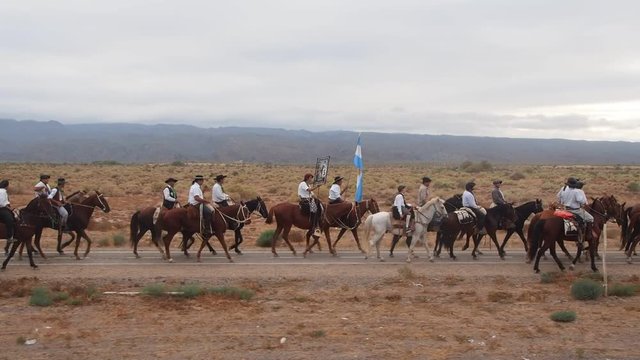 Cabalgata de Los Gauchos, Gaucho horse parade from San Juan to Vallecito, San Juan Province, Argentina