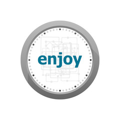 Text Enjoy on digital screen. business concept . Abstract wall clock isolated on a white background