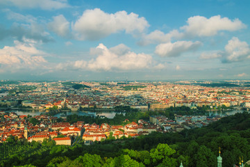Prague city panorama, Czech Republic. Aerial view