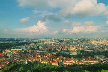 Prague city panorama, Czech Republic. Aerial view