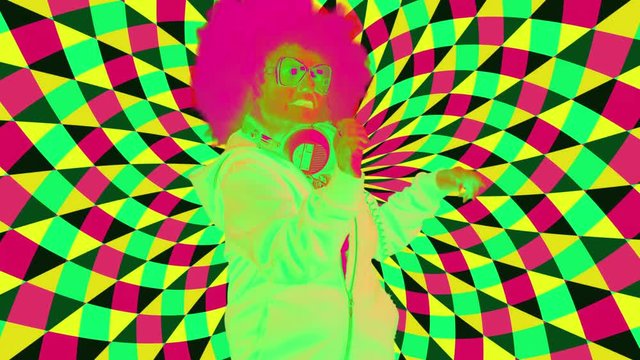 dj grandma dancing in club setting