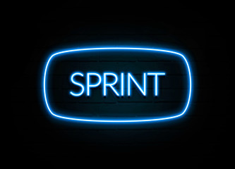 Sprint  - colorful Neon Sign on brickwall