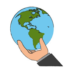 Hand with earth world icon vector illustration graphc design