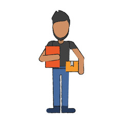 Courier avatar full body icon vector illustration graphc design