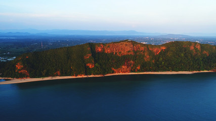 Aerial view. A beautiful cliff during sunrise.