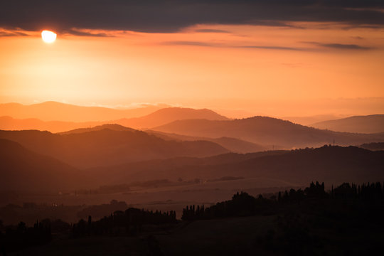 sunrise in tuscany