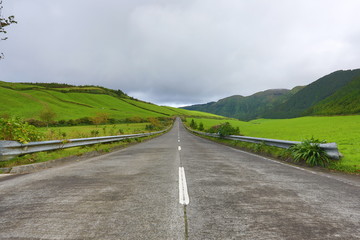 Empty roads in the countryside - Azores - Portugal