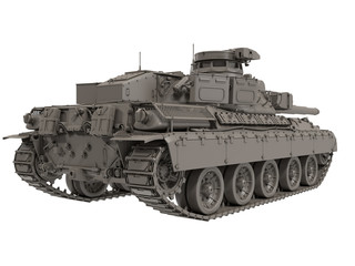 military French tank AMX 30b2 on an isolated white background. 3d illustration