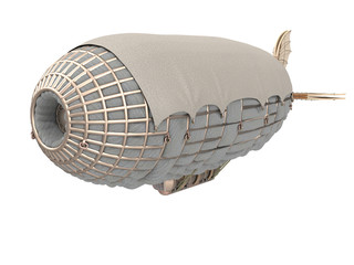 3d illustration of a fantasy airship in steampunk style on isolated white background © pit3dd