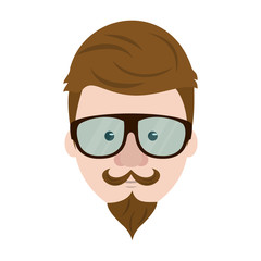 Hipster face cartoon icon vector illustration graphic design