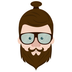 Hipster face cartoon icon vector illustration graphic design