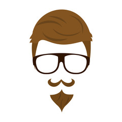 Hipster hairstyle and glasses icon vector illustration graphic design