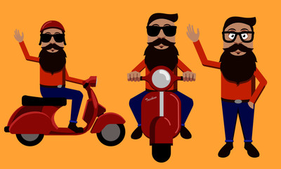 Hipster on a scooter