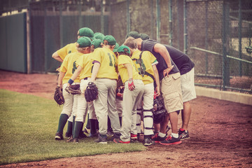 Baseball team in a huddle