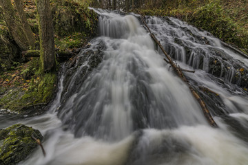 Bobri waterfalls in Ceske Stredohori mountains