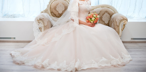 Fototapeta na wymiar Bride and wedding dress