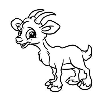 Goat coloring page animal cartoon illustration isolated image