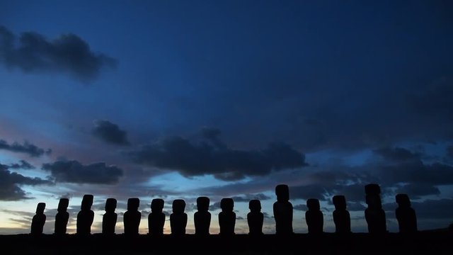 Moais in Ahu Tongariki, Rapa Nui National Park, Easter Island, Chile